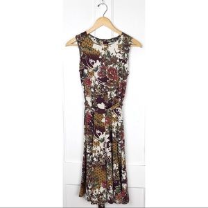 Shelby & Palmer : size : S : floral a-line multicolor tie summer fall midi-dress